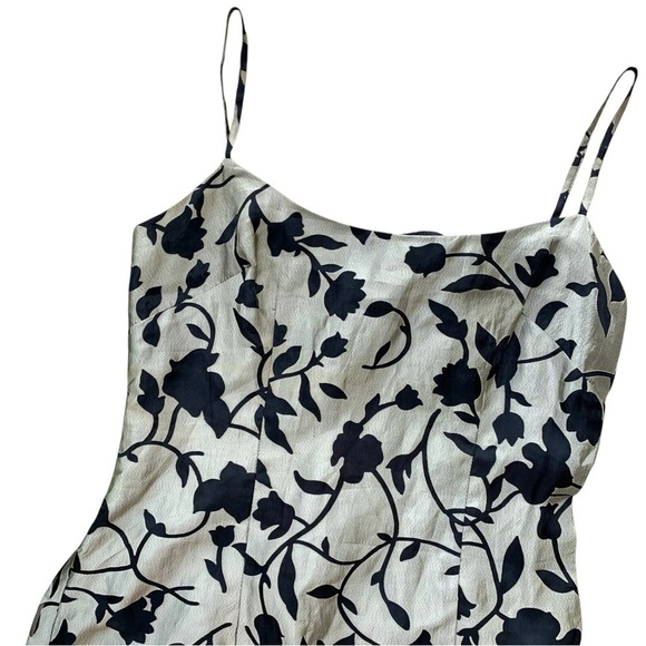 Laundry by Shelli Segal Silk Floral Cocktail Dress Silver Black 90s Y2K Size 6 - Picture 3 of 8